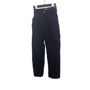 Hollister Womens Ultra High-Rise Dad Pants 00R W23 Black Cargo Utility Gorpcore